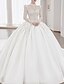 cheap Wedding Dresses-Formal Modest Wedding Dresses Princess Square Long Sleeve Chapel Train Satin Bridal Gowns With Bow(s) Pearls 2023 Summer Wedding Party, Women&#039;s Clothing