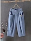 cheap Women&#039;s Shorts-Women&#039;s Shorts Slacks Cotton Pocket High Waist Calf-Length Black Summer