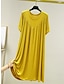 cheap Women&#039;s Nightgowns &amp; Sleepshirts-Women&#039;s Pajamas Nightgown Nightshirt Dress Pure Color Simple Casual Soft Home Daily Bed Polyester Breathable Crew Neck Short Sleeve Summer Spring Black Yellow