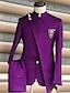 preiswerte Anzüge-schwarz burgunderblau Herren-Ballanzug Hochzeitsanzug Ballanzug 2-teilig Übergröße einfarbig maßgeschneiderter Schnitt einreihig mit einem Knopf 2024
