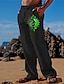 billige Herrebukser i bomullslin-Herre Bukser Sommerbukser Strandbukser Snorer Elastisk midje 3D-utskrift Sol Grafiske trykk Komfort Avslappet Daglig Ferie Gatemote Hawaiisk Gul Grønn Mikroelastisk