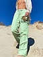 tanie Męskie spodnie lniane i bawełniane-Męskie Spodnie Letnie spodnie Spodnie plażowe Ściągana na sznurek Elastyczny pas Druk 3D Litera Wzory graficzne Dolar Komfort Codzienny Święto Moda miejska Hawajskie Biały Zielony Średnio elastyczny