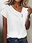 baratos Tops básicos de mulher-Mulheres Camisa Social Blusa Tecido Casual Elegante Vintage Moda Manga Curta Decote V Branco