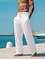 cheap Linen Pants-Men&#039;s Trousers Summer Pants Beach Pants Drawstring Elastic Waist Straight Leg Plain Comfort Breathable Casual Daily Holiday Fashion Classic Style Black White