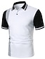 billige Klassisk poloskjorte for menn-Herre Button Up Poloer POLO T-skjorte Avslappet Sport Knaphul Kortermet Mote Grunnleggende Fargeblokk Knapp Sommer Normal Svart Hvit Rød Brun Button Up Poloer