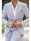cheap Suits-Blue Men&#039;s Seersucker Suits Beach Wedding Spring Summer Pinstripe Suit 2 Piece Solid Colored Standard Fit Single Breasted One-buttons 2024