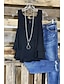 abordables Camisetas y camisolas de mujer-Mujer Camiseta sin mangas Lino Plano Casual Multi capa Negro Sin Mangas Básico Escote Redondo