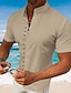baratos camisa de botão masculina-Homens Camisa Social camisa de botão Camisa casual camisa de verão camisa de praia Preto Branco Rosa Azul Verde Manga Curta Tecido Colarinho Chinês Diário Férias Roupa Moda Casual Confortável