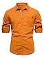 billige skjorte for menn-Herre Skjorte Skjorte med knapper Uformell skjorte Hvit Kongeblå Blå Mørkegrønn Oransje Langermet Knaphul Gate Feriereise Grunnleggende Klær Mote Fritid