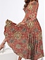 זול שמלות עם הדפס-בגדי ריקוד נשים שמלה עם כיווץ במותן פרחוני שבטי כיס דפוס צווארון עגול קצר שמלת מידי וינטאג&#039; אתני יומי חופשה שרוול ארוך קיץ אביב
