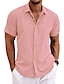 cheap Cotton Linen Shirt-Men&#039;s Shirt Linen Shirt Casual Shirt Summer Shirt Beach Shirt Button Down Shirt Black White Pink Short Sleeve Plain Lapel Summer Casual Daily Clothing Apparel
