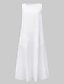 cheap Plain Dresses-Women‘s A Line Dress Midi Dress Blue White Gray Yellow Sleeveless Solid Color Pocket Spring Summer Round Neck Basic Hot Loose 2023 S M L XL XXL