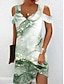 levne Šaty s potiskem-Dámské Slip Dress Tónované Mramorový potisk Tisk Ramínka Mini šaty Denní Krátký rukáv Léto Jaro