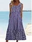 cheap Print Dresses-Women&#039;s Tank Dress Floral Print Crew Neck Midi Dress Daily Vacation Sleeveless Summer Spring