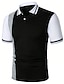 billige Klassisk poloskjorte for menn-Herre Button Up Poloer POLO T-skjorte Avslappet Sport Knaphul Kortermet Mote Grunnleggende Fargeblokk Knapp Sommer Normal Svart Hvit Rød Brun Button Up Poloer
