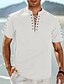 abordables Vacances-Homme Chemise Chemise en lin Chemise Décontractée Chemise de Plage Uni Vacances Hawaïen Noir Blanche Bleu Marron Manche Courte Col montant Printemps &amp; Été Vêtement Tenue Basique