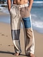 tanie lniane spodnie-Męskie Spodnie Letnie spodnie Spodnie plażowe Kieszeń Ściągana na sznurek Elastyczny pas Kolorowy blok Niejednolita całość Komfort Oddychający Na zewnątrz Codzienny Wyjściowe Moda Codzienny