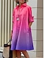 Χαμηλού Κόστους Φορέματα Μπλούζα-Γυναικεία Φόρεμα πουκαμίσα Καθημερινό φόρεμα Φόρεμα ριχτό Μίντι φόρεμα ΕΞΩΤΕΡΙΚΟΥ ΧΩΡΟΥ Καθημερινά Διακοπές Πολυεστέρας Μοντέρνα Καθημερινό Κολάρο Πουκαμίσου Κουμπί Τσέπη 3/4 Μήκος Μανικιού