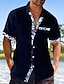 abordables Camisa de lino y algodón-Hombre camisa de lino Camisa casual Camisa de verano Camisa de playa Negro Blanco Rosa Manga Corta Plano Diseño Primavera verano Hawaiano Festivos Ropa Bolsillo delantero