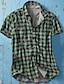 Χαμηλού Κόστους ανδρικό πουκάμισο με κουμπιά-Ανδρικά Πουκάμισο Πουκάμισο με κουμπιά Casual πουκάμισο Καλοκαιρινό πουκάμισο Θαλασσί Πράσινο του τριφυλλιού Κοντομάνικο Καρό / Τετραγωνισμένο Απορρίπτω Δρόμος Καθημερινά Στάμπα Ρούχα