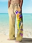 Недорогие Мужские повседневные брюки с принтом-отпуск попугай пляжные штаны мужские с графикой | летний ежедневный праздник желтый | брюки с кулиской, эластичной резинкой на талии, 3D принтом, с животным принтом, комфортная, повседневная,