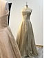 Χαμηλού Κόστους Φορέματα Χορού Αποφοίτησης-Γραμμή Α Φορέματα χορού Κορσέδες Φόρεμα Επισκέπτης γάμου Γαμήλιο Πάρτι Ουρά Αμάνικο Λεπτές Τιράντες Φθινοπωρινή γαμήλια δεξίωση Τούλι με Γκλίτερ Πλισέ 2024