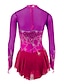 abordables Patinage Artistique-Robe de Patinage Artistique Femme Fille Patinage Robes Tenue Rose clair Violet Jaune Spandex Haute élasticité Compétition Tenue de Patinage Fait à la main Botanique Floral manche longue Patinage sur