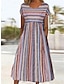 cheap Print Dresses-Women&#039;s Print Crew Neck Midi Dress Daily Short Sleeve Summer Spring