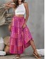 cheap Maxi Skirts-Women&#039;s Long Skirt Maxi Red Blue Purple Skirts Summer Pleated Print Boho Casual Street Daily S M L