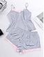 cheap Women&#039;s Sleepwear-Women&#039;s Pajamas Pajama Top and Pant Sets Pure Color Fashion Casual Soft Home Daily Bed Satin Breathable Straps Sleeveless Strap Top Shorts Backless Summer Spring Silver Black