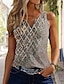 cheap Tank Tops &amp; Camis-Women&#039;s Tank Top Plaid Casual Button Print Blue Sleeveless Basic V Neck