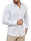 رخيصةأون قمصان رجالية-رجالي قميص قميص رسمي أسود أبيض زهري كم طويل 平织 Lapel للربيع والصيف عمل المكتب &amp; الوظيفة ملابس