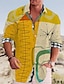 abordables Camisa hawaiana para hombre-Hombre Camisa Estampados Geometría Loro Escote Chino Azul-Verde Negro Amarillo Vino Rojo Exterior Calle Manga Larga Estampado Ropa Moda Ropa de calle Design Casual