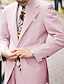 olcso Öltönyök-világoskék rózsaszín férfi seersocker öltöny tavaszi nyár tengerparti esküvői öltöny 2 részes csíkos öltöny szabványos egymellű kétgombos 2024