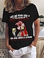 abordables T-shirts Femme-Femme T shirt Tee Animal Lettre Imprimer du quotidien Fin de semaine basique Manche Courte Col Rond Noir