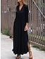 olcso sima ruhák-Női hétköznapi ruha Maxi hosszú ruha Hasított Napi Randi Divat Alap V-alakú Háromnegyedes Fekete Narancssárga Szín