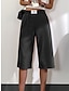 זול מכנסי פשתן מכותנה לנשים-בגדי ריקוד נשים רגל רחבה צ&#039;ינו פוליאסטר כיס בג&#039;י מותניים גבוהים אורך עגל שחור קיץ