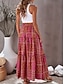 cheap Maxi Skirts-Women&#039;s Long Skirt Maxi Red Blue Purple Skirts Summer Pleated Print Boho Casual Street Daily S M L