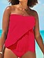 voordelige Tankini&#039;s-Dames Zwemkleding Tankini Zwempak Blote rug 2-stuks Heldere kleur Vakantie Strand Kleding Badpakken