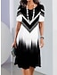 preiswerte Bedruckte Kleider-Damen Geometrisch Farbblock Bedruckt Rundhalsausschnitt Minikleid Täglich Kurzarm Sommer Frühling