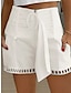 cheap Women&#039;s Shorts-Women&#039;s Shorts Linen Plain Flower rice white Black Active High Waist Short Street Casual Summer Spring