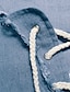 お買い得  メンズデニムシャツ-男性用 シャツ サマーシャツ デニムシャツ シャンブレーシャツ ダークネイビー ネイビーブルー ライトブルー 半袖 グラフィック スタンドカラー カジュアル 日常 ドローストリング 衣類 ファッション カジュアル 高通気性 快適