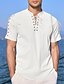 abordables Vacances-Homme Chemise Chemise en lin Chemise Décontractée Chemise de Plage Uni Vacances Hawaïen Noir Blanche Bleu Marron Manche Courte Col montant Printemps &amp; Été Vêtement Tenue Basique
