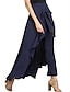 abordables pantalons de fête pour femmes-Femme Pantalon Mousseline de soie A Volants Taille haute Toute la longueur Noir Eté