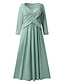 Χαμηλού Κόστους απλά φορέματα-Γυναικεία Φόρεμα σε γραμμή Α Σκέτο Τσέπη Λαιμόκοψη V Μίντι φόρεμα Κομψό Καθημερινά 3/4 Μήκος Μανικιού Καλοκαίρι Άνοιξη