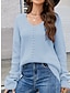 cheap Sweaters-Women&#039;s Pullover Sweater Jumper V Neck Ribbed Knit Acrylic Hollow Out Summer Spring Daily Going out Weekend Stylish Casual Soft Long Sleeve Solid Color Blue Purple Gray S M L
