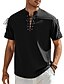 abordables Vacances-Homme Chemise Chemise en lin Chemise Décontractée Chemise de Plage Uni Vacances Hawaïen Noir Blanche Bleu Marron Manche Courte Col montant Printemps &amp; Été Vêtement Tenue Basique