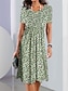 cheap Print Dresses-Women&#039;s Ombre Floral Pocket Print Crew Neck Midi Dress Daily Date Short Sleeve Summer Spring