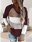 baratos Camisolas-Women&#039;s Pullover Sweater Jumper Hooded Crochet Knit Thin Fall Winter Tunic Work Daily Holiday Casual Soft Long Sleeve Color Block Black Wine Blue S M L
