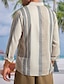 tanie męska koszula zapinana na guziki-Męskie Koszula Popover Codzienna koszula Granatowy Koniczyna Jasnoszary Beżowy Długi rękaw Prążki Henley Hawajskie Święto Nadruk Odzież Moda Klasyczny Codzienny Wygodny
